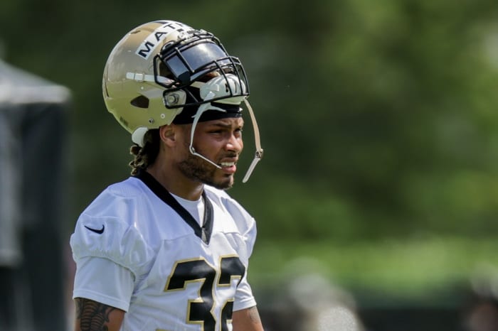 Jun 14, 2022; New Orleans Saints safety Tyrann Mathieu (32) during minicamp. Mandatory Credit: Stephen Lew-USA TODAY Sports